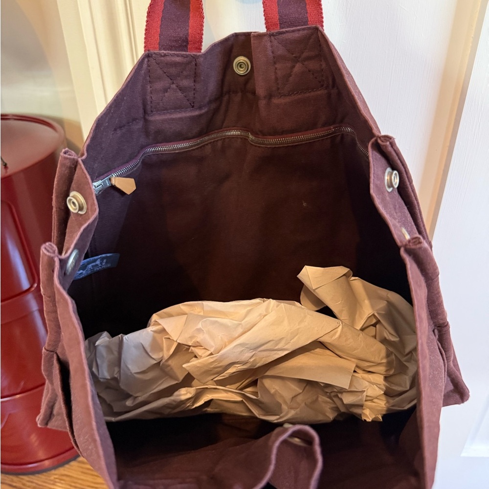 Hermes Burgundy Fourre Tout Canvas Bag - Picture 4 of 5